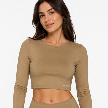 Crop Top Deportivo Manga Larga — Elasticada / adaptable