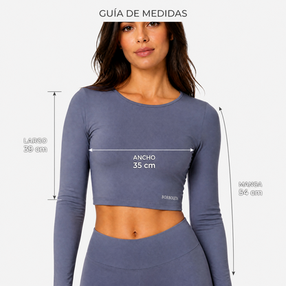 Crop Top Deportivo Manga Larga — Elasticada / adaptable