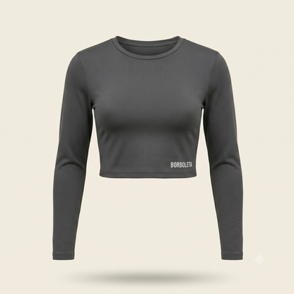 Crop Top Deportivo Manga Larga — Elasticada / adaptable