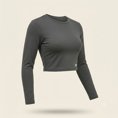 Crop Top Deportivo Manga Larga — Elasticada / adaptable